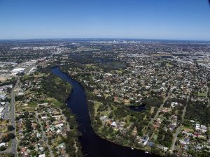 Aerial View of Swan River Perth City